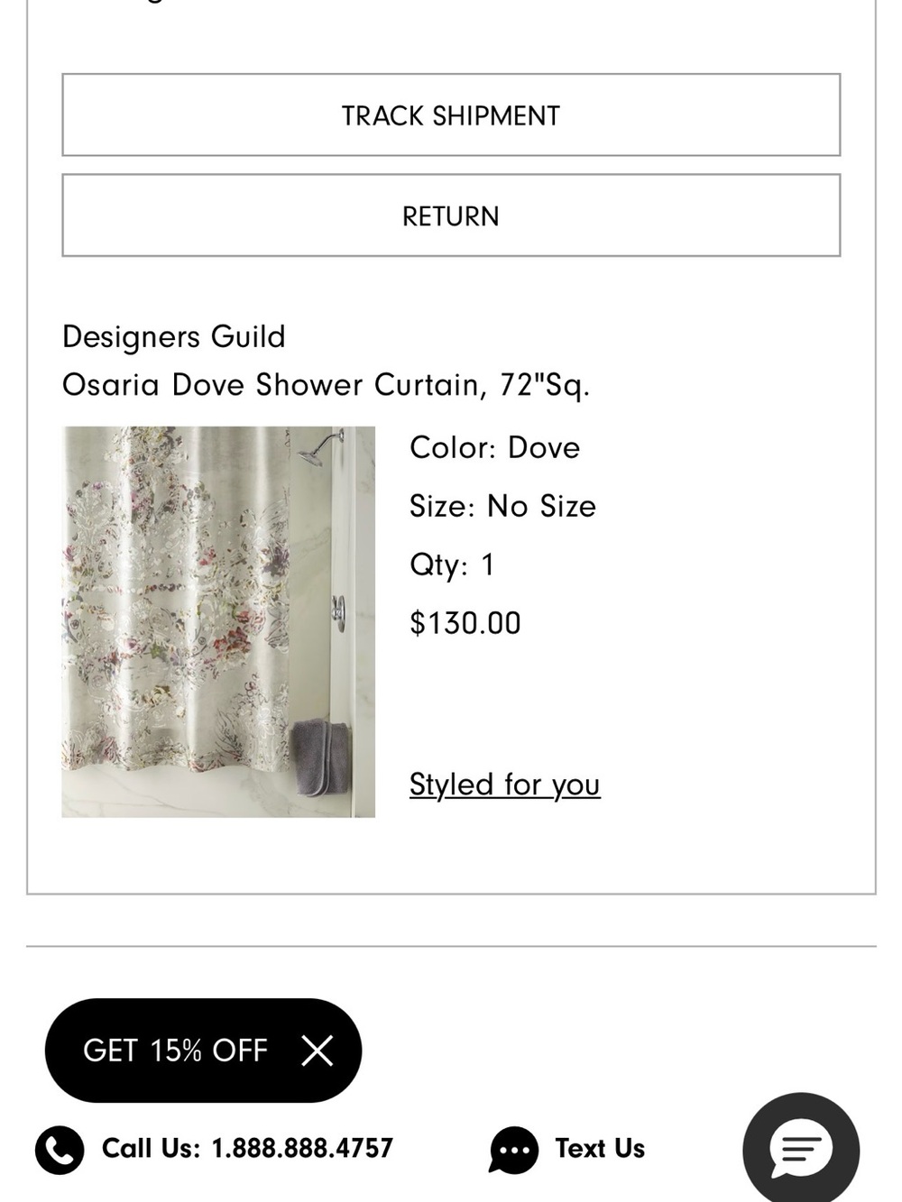 Neiman Marcus Designers Guild Floral Watercolor shower curtain in Gray and Multi - Picture 5 of 9